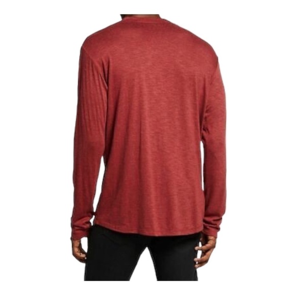 Twenty Montreal Men's Red Long Sleeve Tee Button Slub Henley - Picture 2 of 13